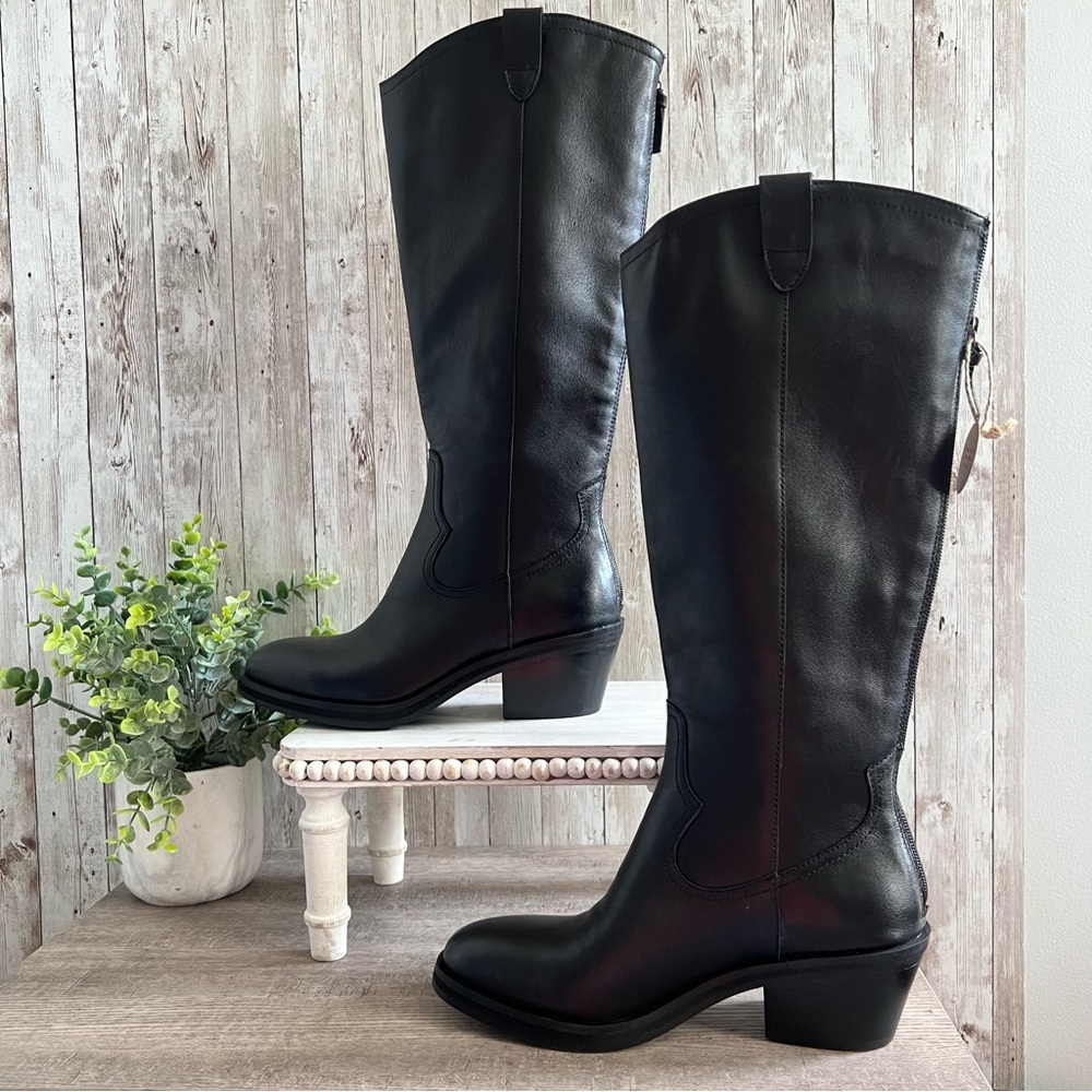Sofft Shelby Black Leather Tall Western-Inspired Boot New Womens 8 - Picture 3 of 8